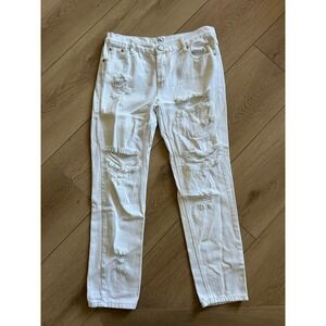 ONE x One Teaspoon‎ Awesome Baggies Distressed White Jeans Cropped US 27